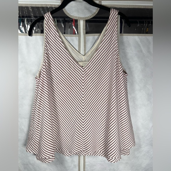 Ann Taylor Loft Top Blouse Womens Size M Striped Sleeveless Layered V-Neck - Picture 1 of 2